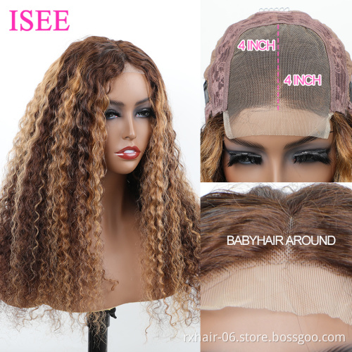 Transparent Wig Vendors Wholesale Ombre Highlight Piano Color Deep Wave Curly Wig Cuticle Aligned Highlight Hd Lace Front Wig
